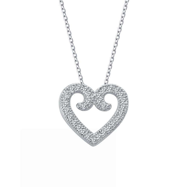 Open Scroll Heart Necklace