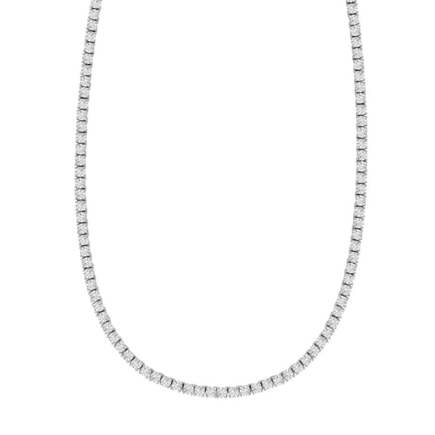Silver White CZ Tennis Necklace