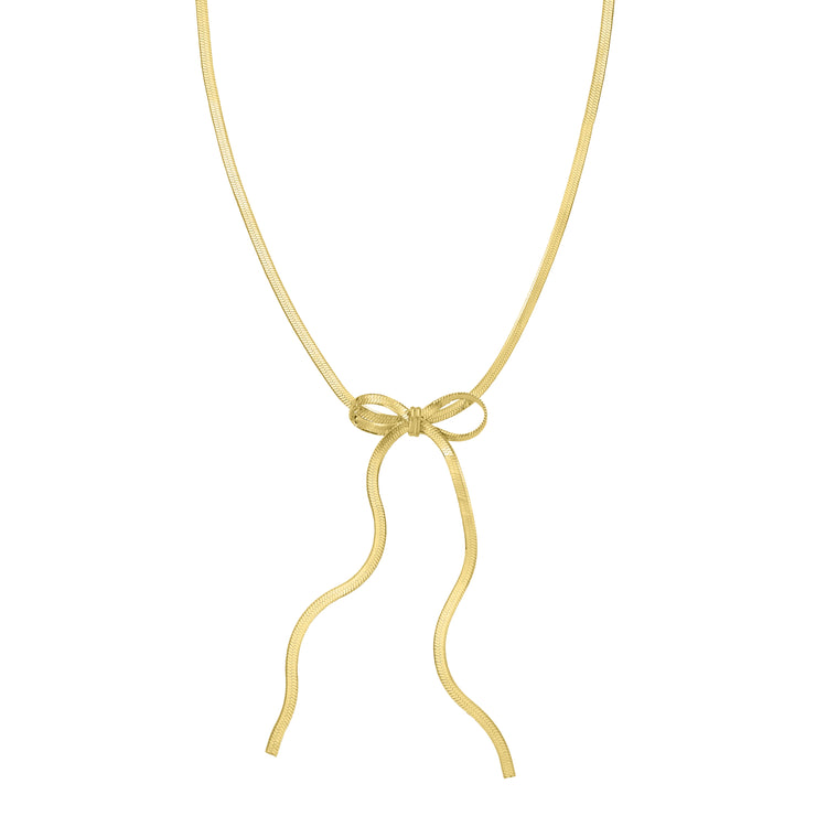 Silver Plated Snake Chain Bow Necklace