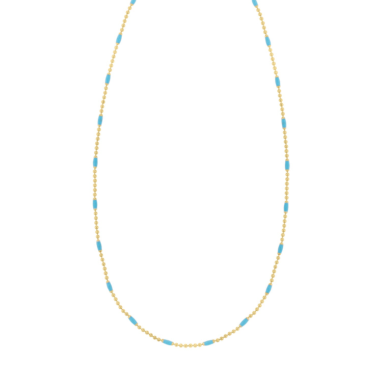 Silver Plated Enamel Beaded Chain Necklace