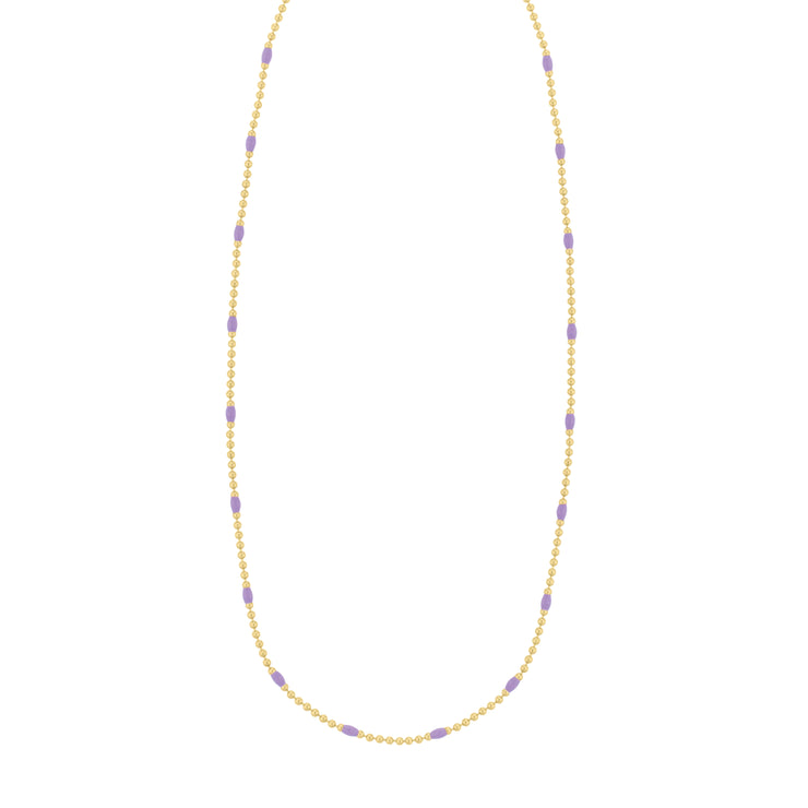 Silver Plated Enamel Beaded Chain Necklace