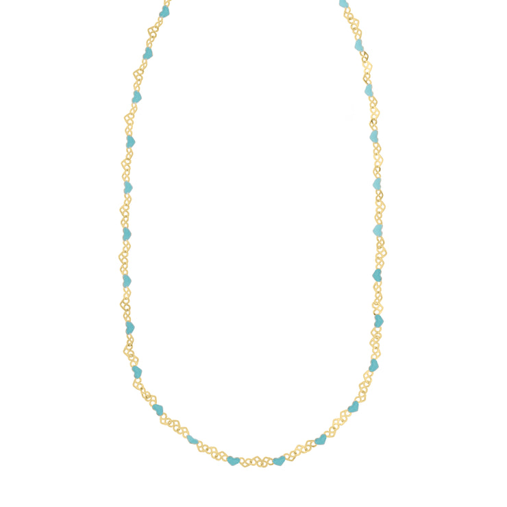 Silver Plated Enamel Hearts Chain Necklace