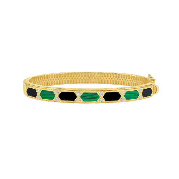 14K Black & Green Art Deco Hexagon Bracelet