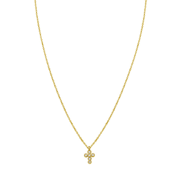 14K Petite Diamond Cross Necklace