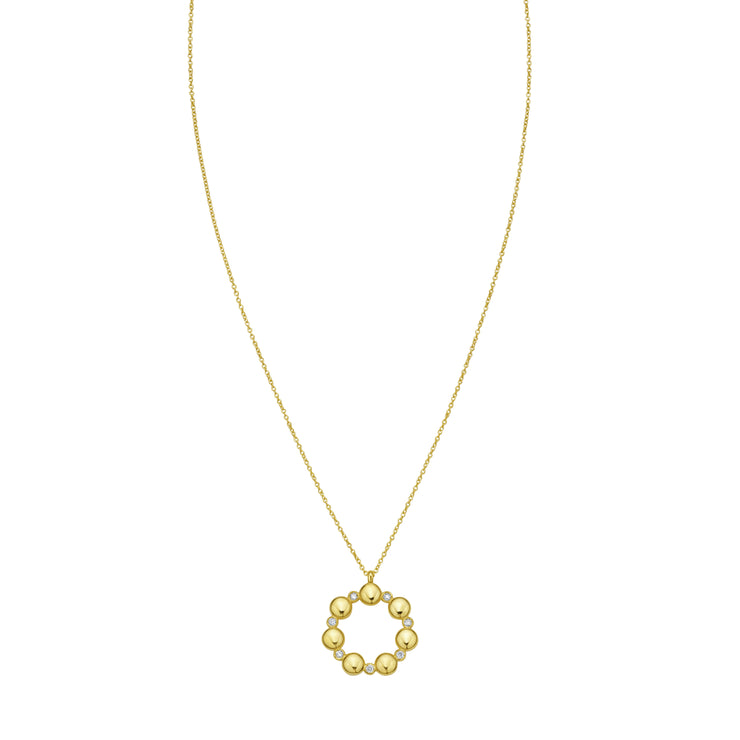 14K Diamond Circle Bauble Necklace