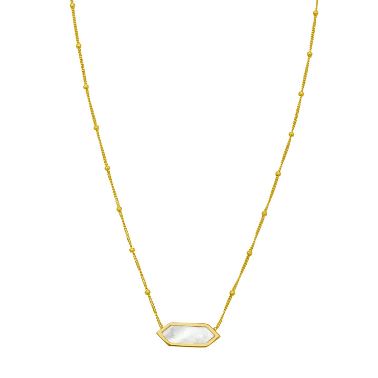 14K Hexagon Mother of Pearl Necklace
