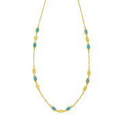 14K Hexagon Turquoise Inlay Links Necklace
