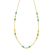 14K Hexagon Turquoise Inlay Links Necklace
