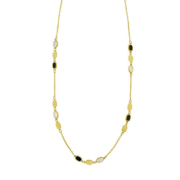 14K Onyx & MOP Inlay Links Necklace