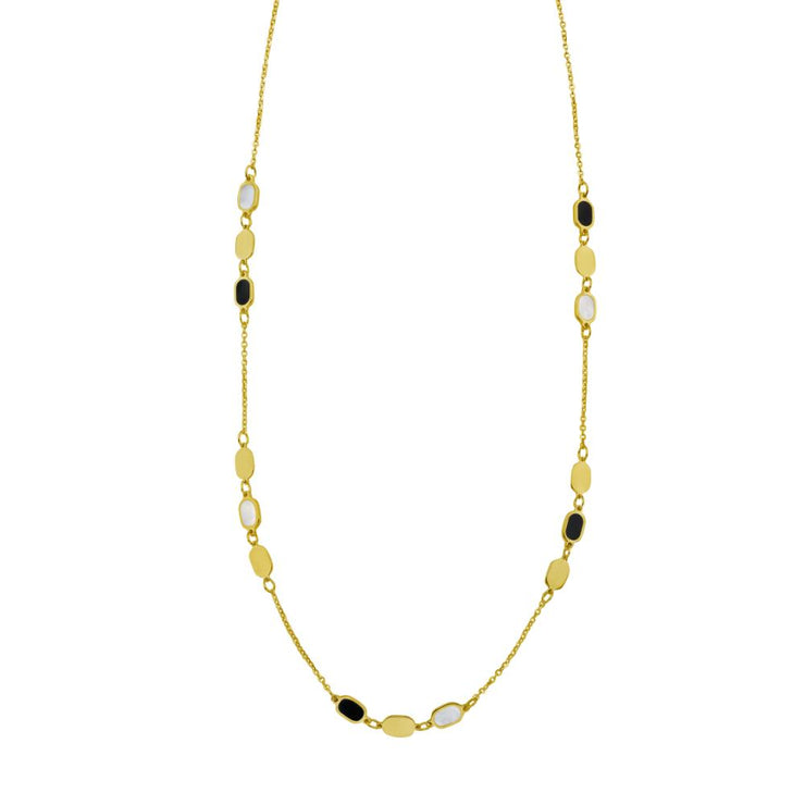14K Onyx & MOP Inlay Links Necklace