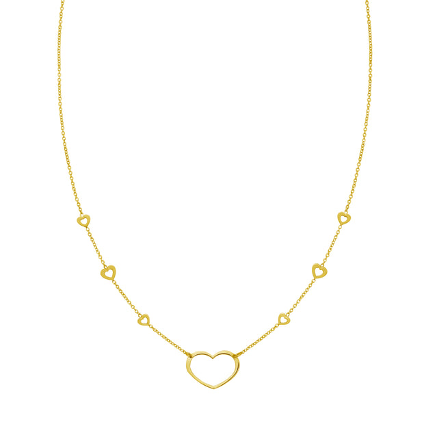 14K Open Heart Station Necklace