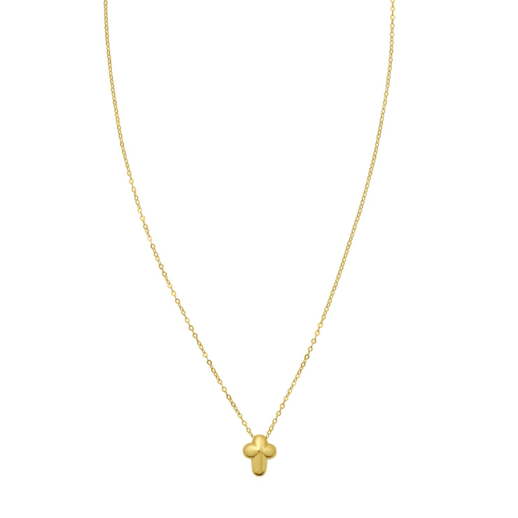14K Puffed Mini Cross Pendant