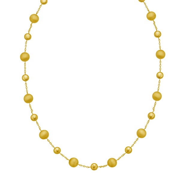 14K Polished/Satin Pebble Links Necklace