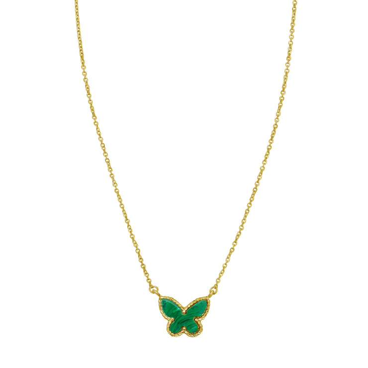 14K Primavera Malachite Butterfly Necklace