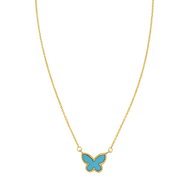 14K Primavera Turquoise Butterfly Necklace