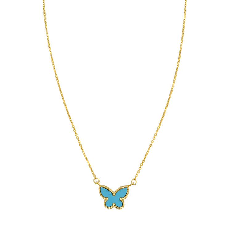 14K Primavera Turquoise Butterfly Necklace