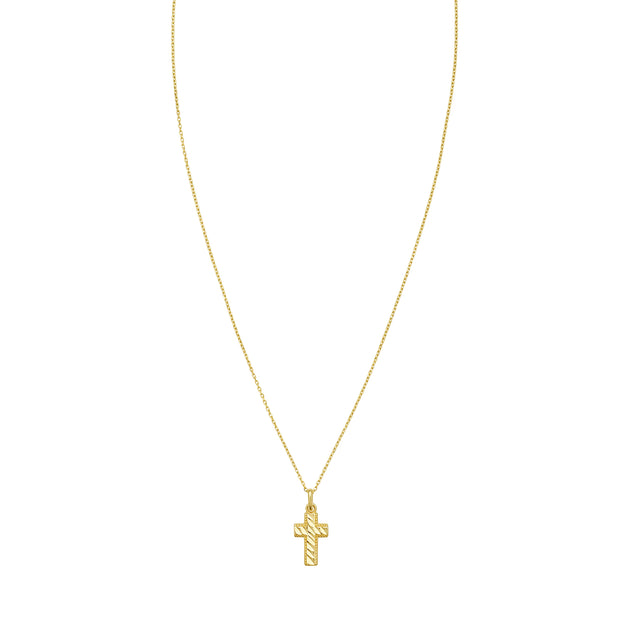 14K Diamond-Cut Cross Necklace