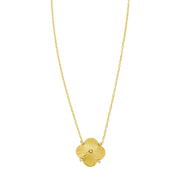 14K Diamond Clover Pendant