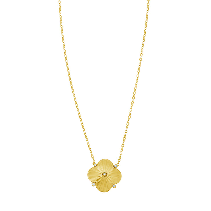 14K Diamond Clover Pendant