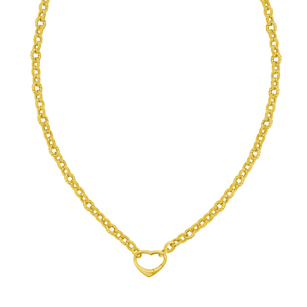 14K Heart Lock Charm Necklace