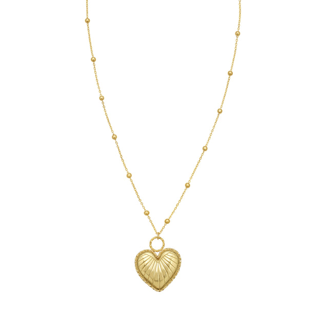 14K Vintage Puffed Heart Necklace