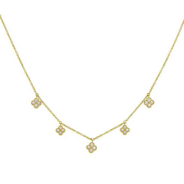14K Diamond Flower Necklace
