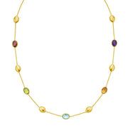 14K Oval Gem & Bead Necklace