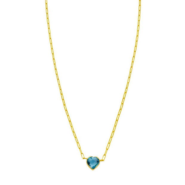 14K Blue Topaz Heart Necklace