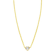 14K White Topaz Heart Necklace