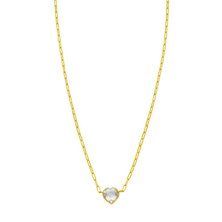 14K White Topaz Heart Necklace