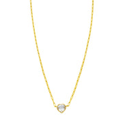 14K White Topaz Heart Necklace