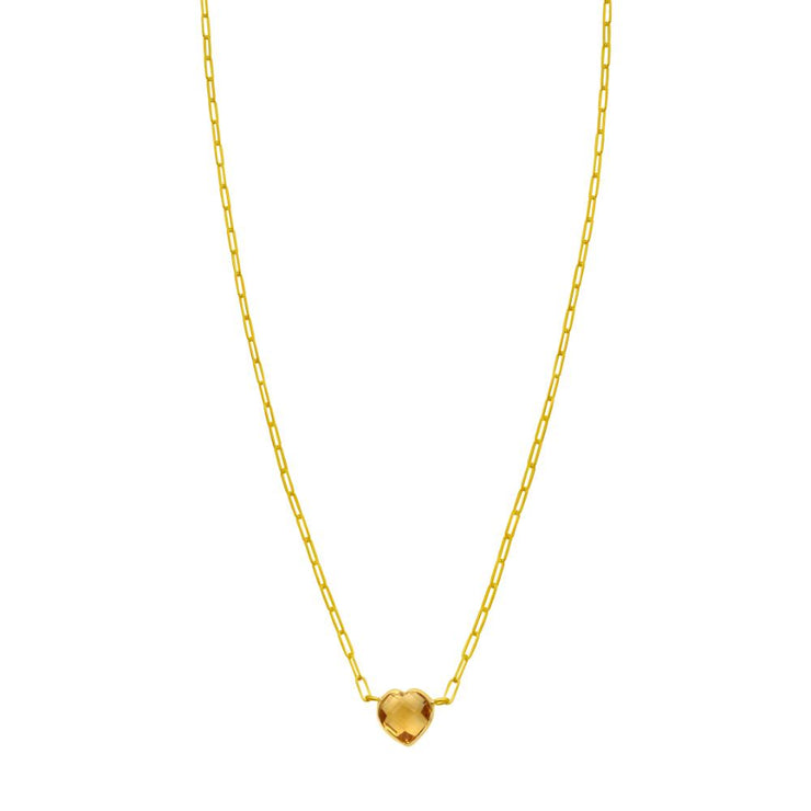 14K Citrine Heart Necklace