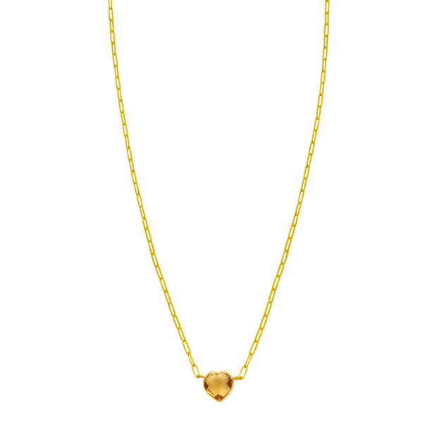 14K Citrine Heart Necklace