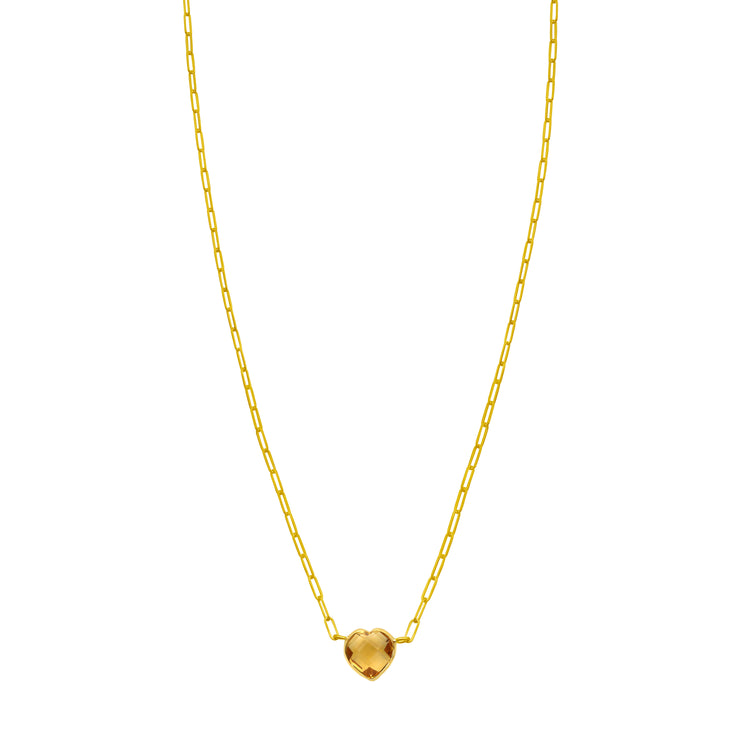 14K Citrine Heart Necklace