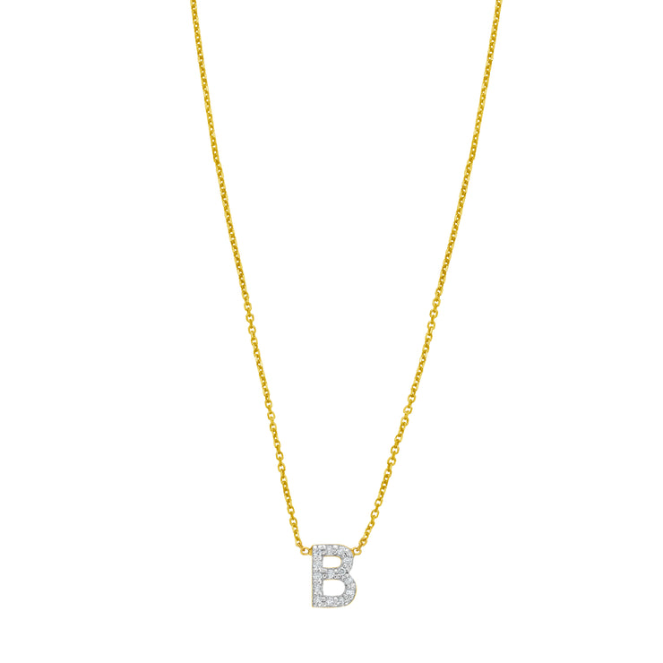 14K Mini Diamond B Initial