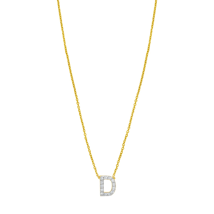 14K Mini Diamond D Initial