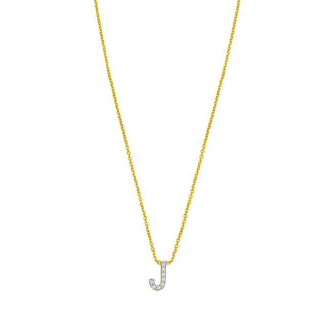 14K Mini Diamond J Initial