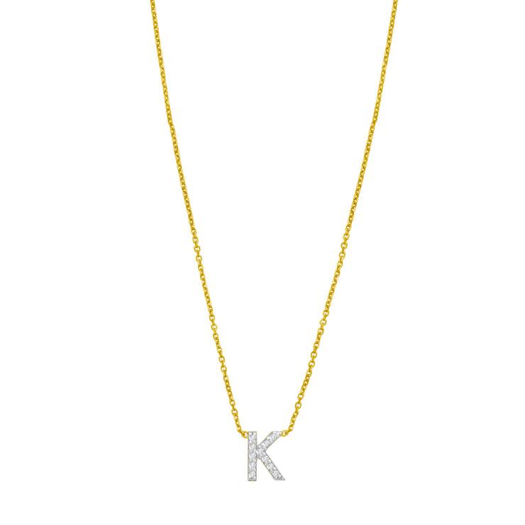 14K Mini Diamond K Initial