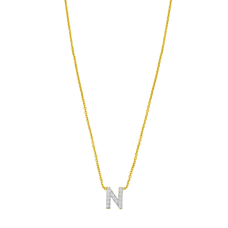 14K Mini Diamond N Initial
