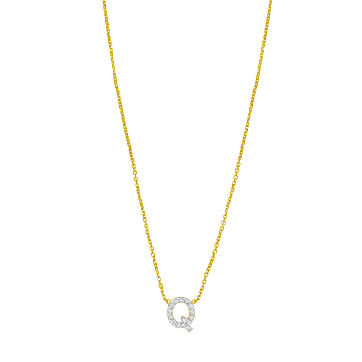 14K Mini Diamond Q Initial