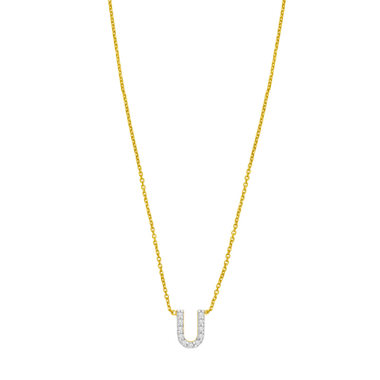 14K Mini Diamond U Initial