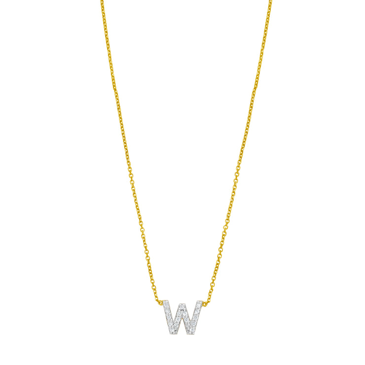 14K Mini Diamond W Initial