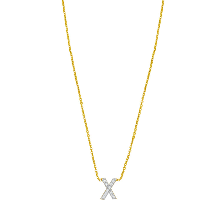 14K Mini Diamond X Initial