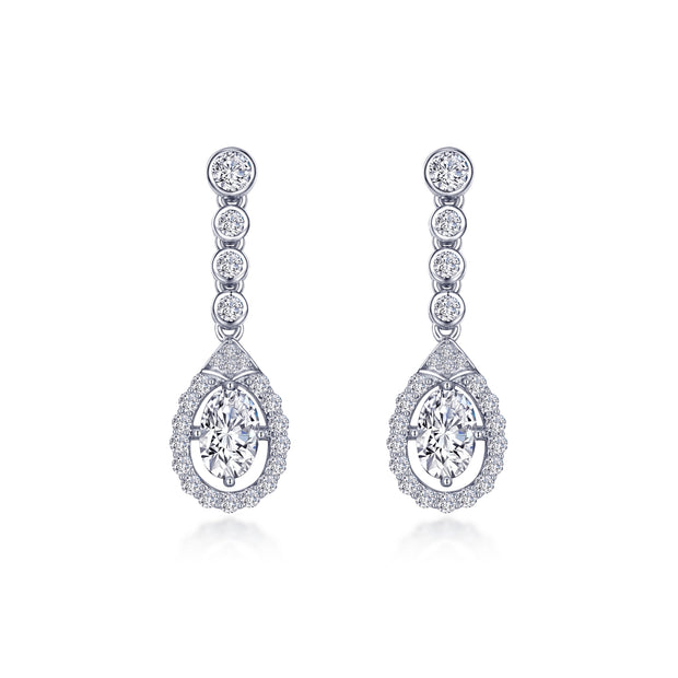 Oval Halo Drop Earrings