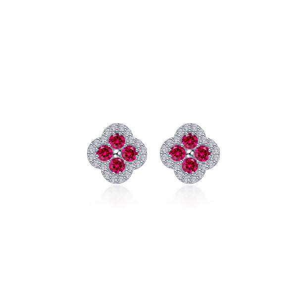 0.8 CTW Flower Halo Stud Earrings