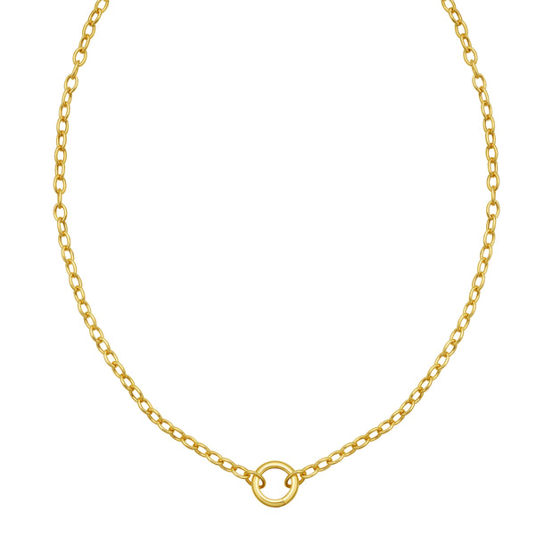 14K Push Lock Charm Necklace