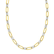 14K Two-tone Diamante Paperclip Chain