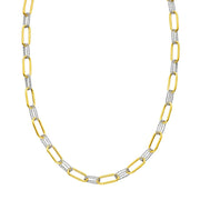 14K Two-tone Diamante Paperclip Chain