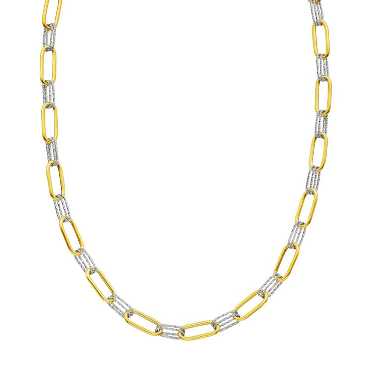 14K Two-tone Diamante Paperclip Chain