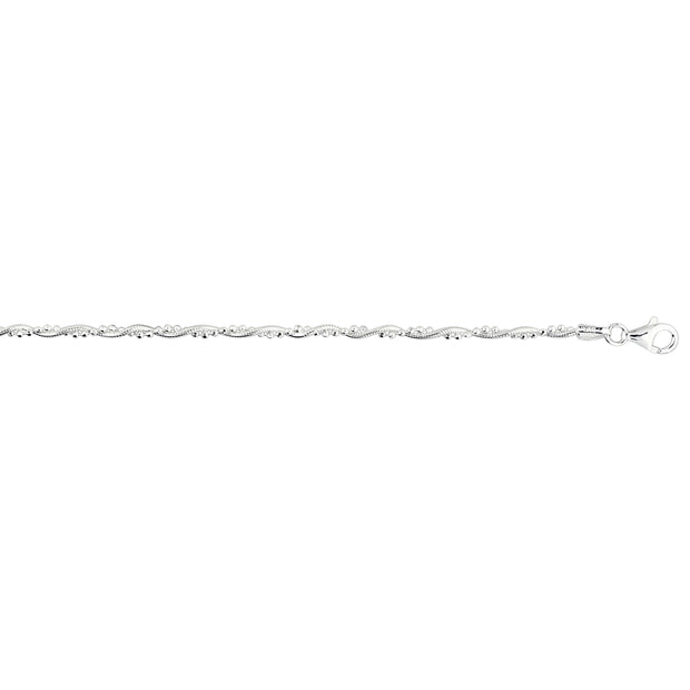 Silver Twisted Bead Anklet